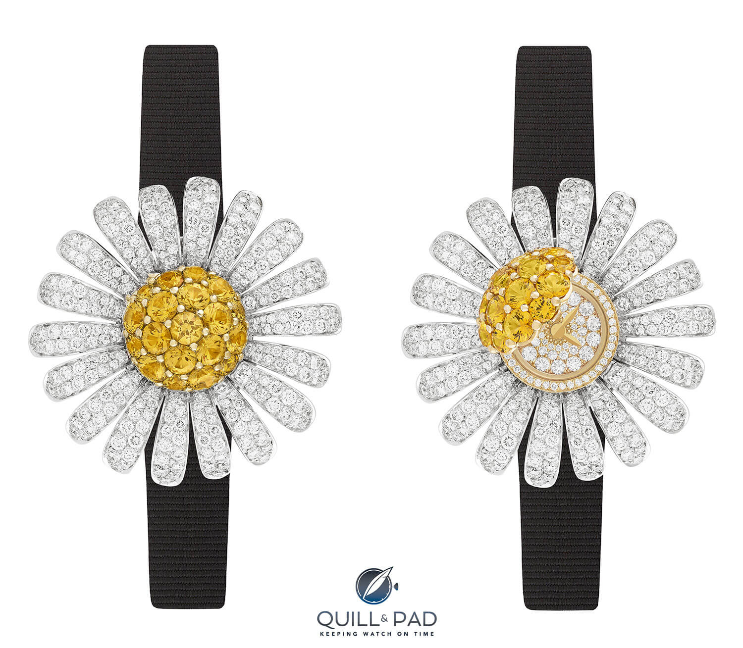 Van Cleef & Arpels Marguerite secret watch closed and open