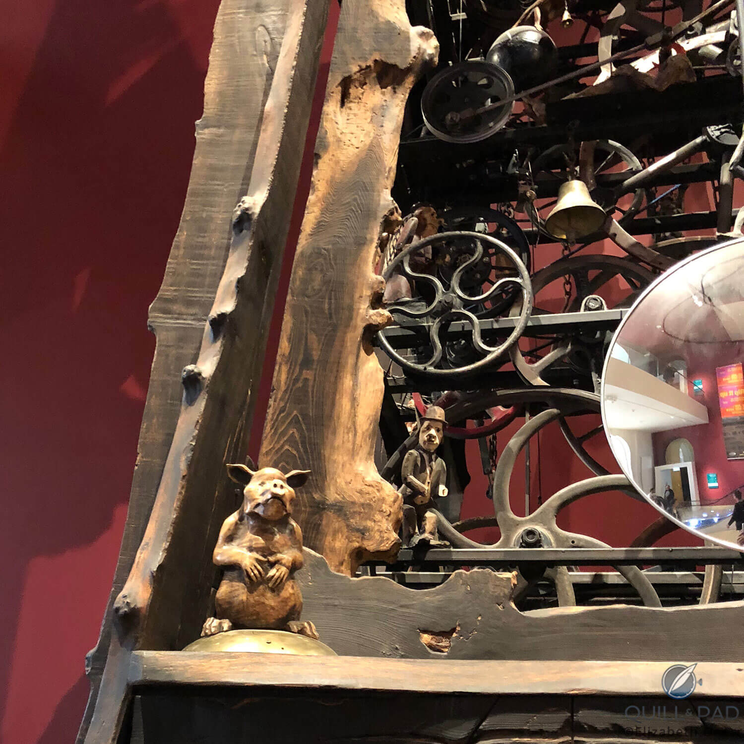 If you look closely you should see a Charlie Chaplin figure in the nave portion of Edinburgh’s Millennium Clock Tower