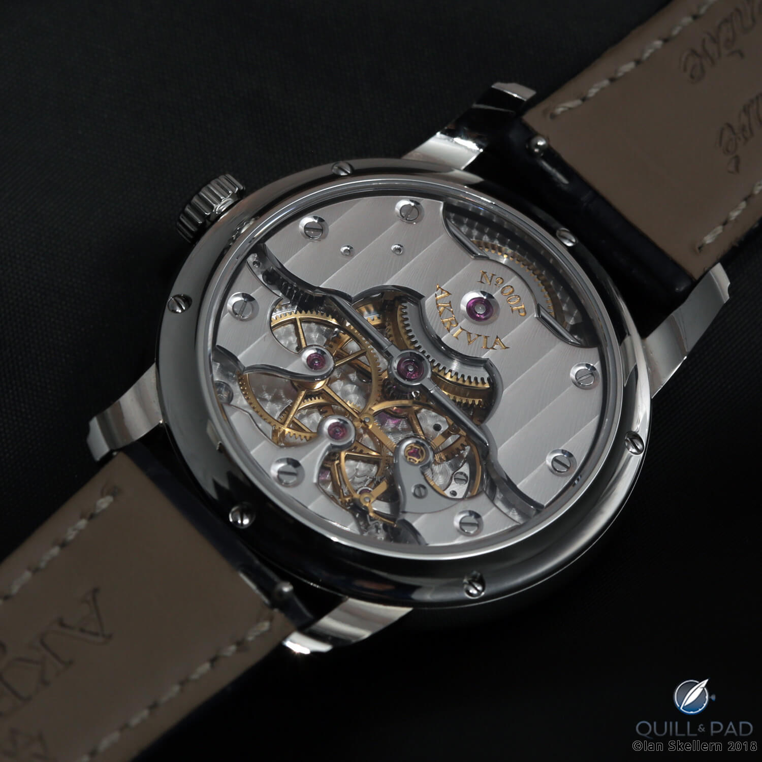 View through the display back of the Rexhep Rexhepi Chronometer by Akrivia