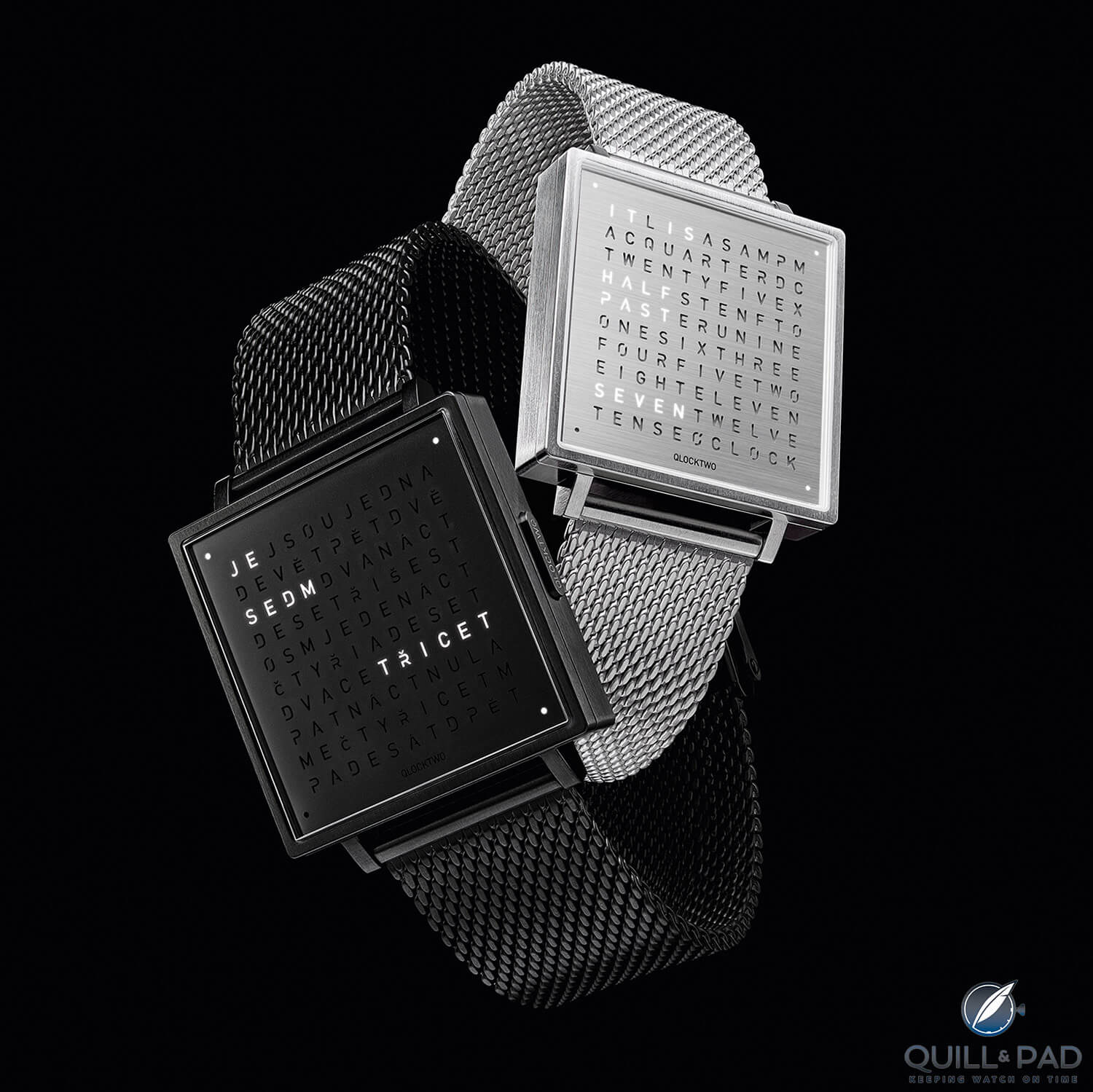 Qlocktwo W39 in black and steel