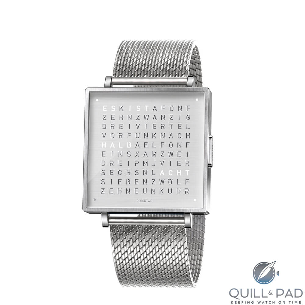 Qlocktwo W39 fine steel on Milanese bracelet