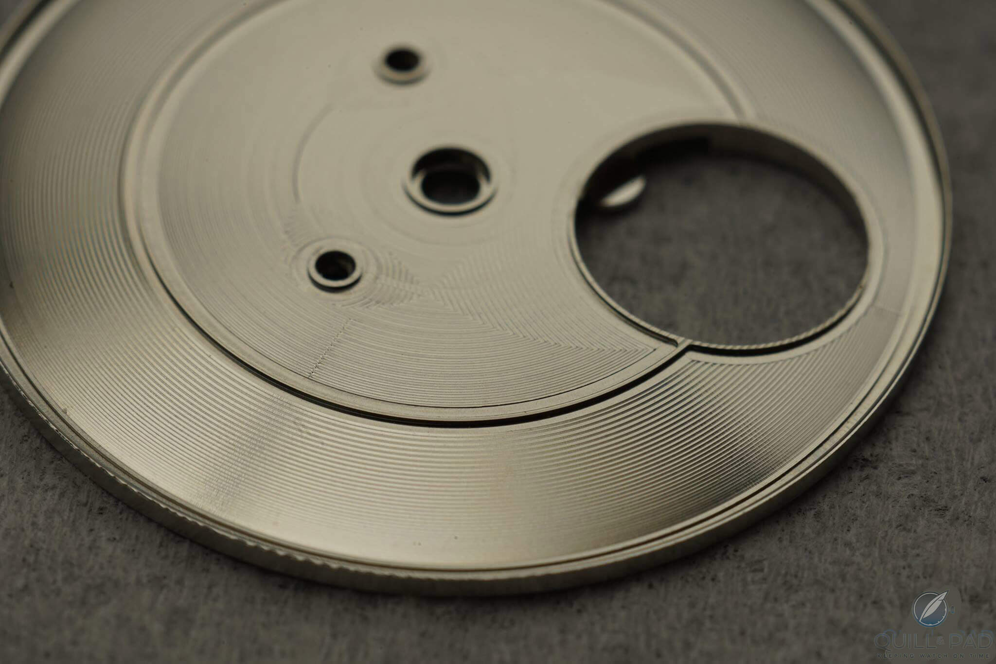 Dial blank of the author’s Hajime Asaoka Tsunami crafted from German silver (photo courtesy Hajime Asaoka)
