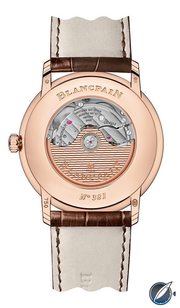 Through the display back of the Blancpain Villeret Ultraplate Reference 6653-3642-55B