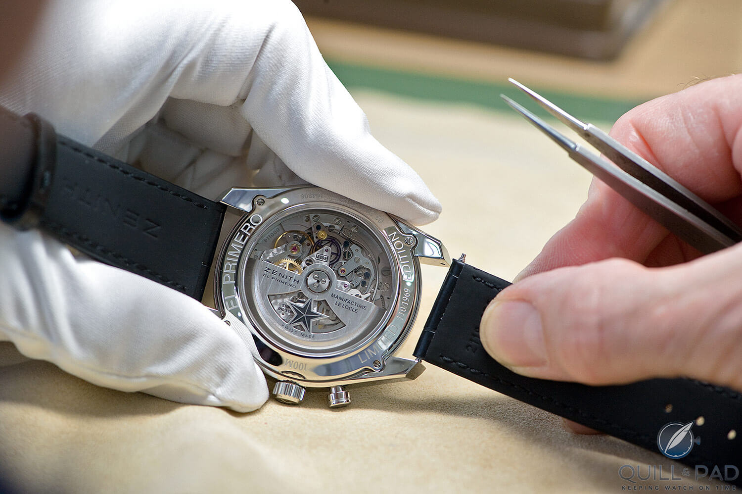 View through the display back of a modern Zenith El Primero