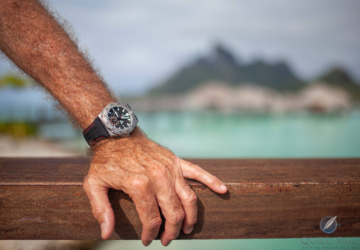 Tutima M2 on the author's wrist in Bora Bora