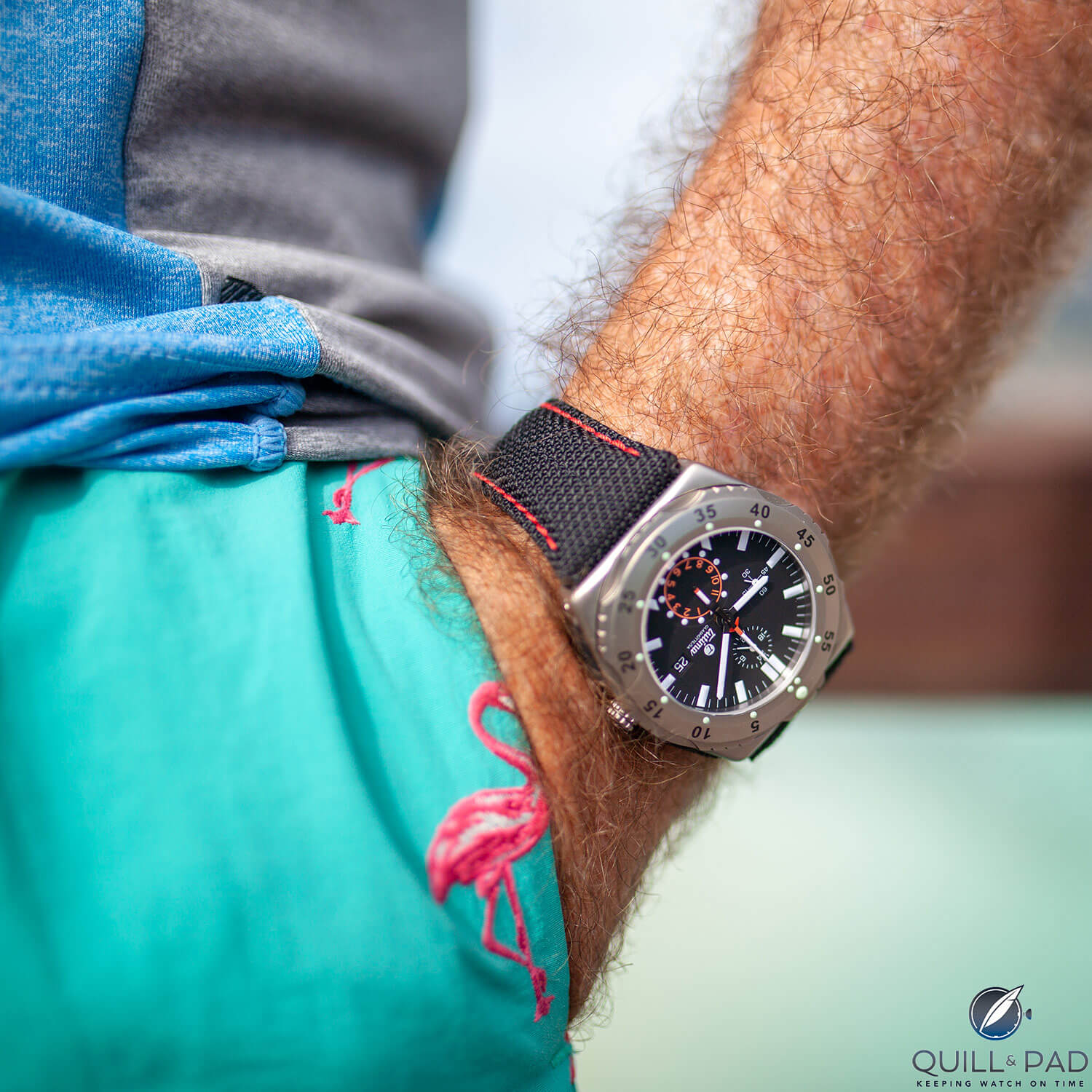Tutima M2 on the author's wrist in Bora Bora (photo courtesy Sadry Ghacir)