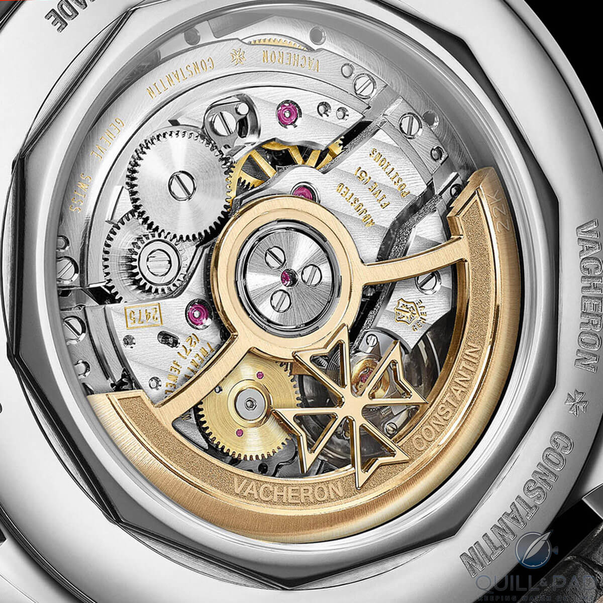 View through the display back of the Vacheron Constantin FiftySix Day-Date