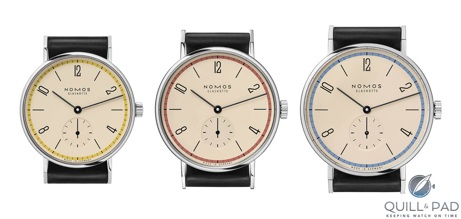 Nomos Tangente in 33 mm, 35 mm and 38 mm