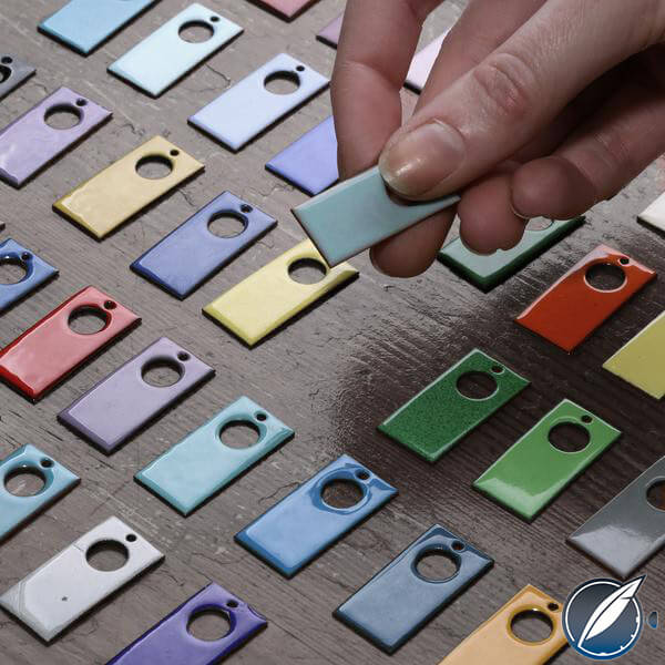 Color swatches of fired enamel at anOrdain