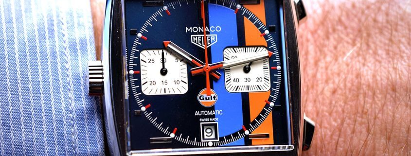 TAG Heuer Monaco Gulf 50th Anniversary Limited Edition on the wrist