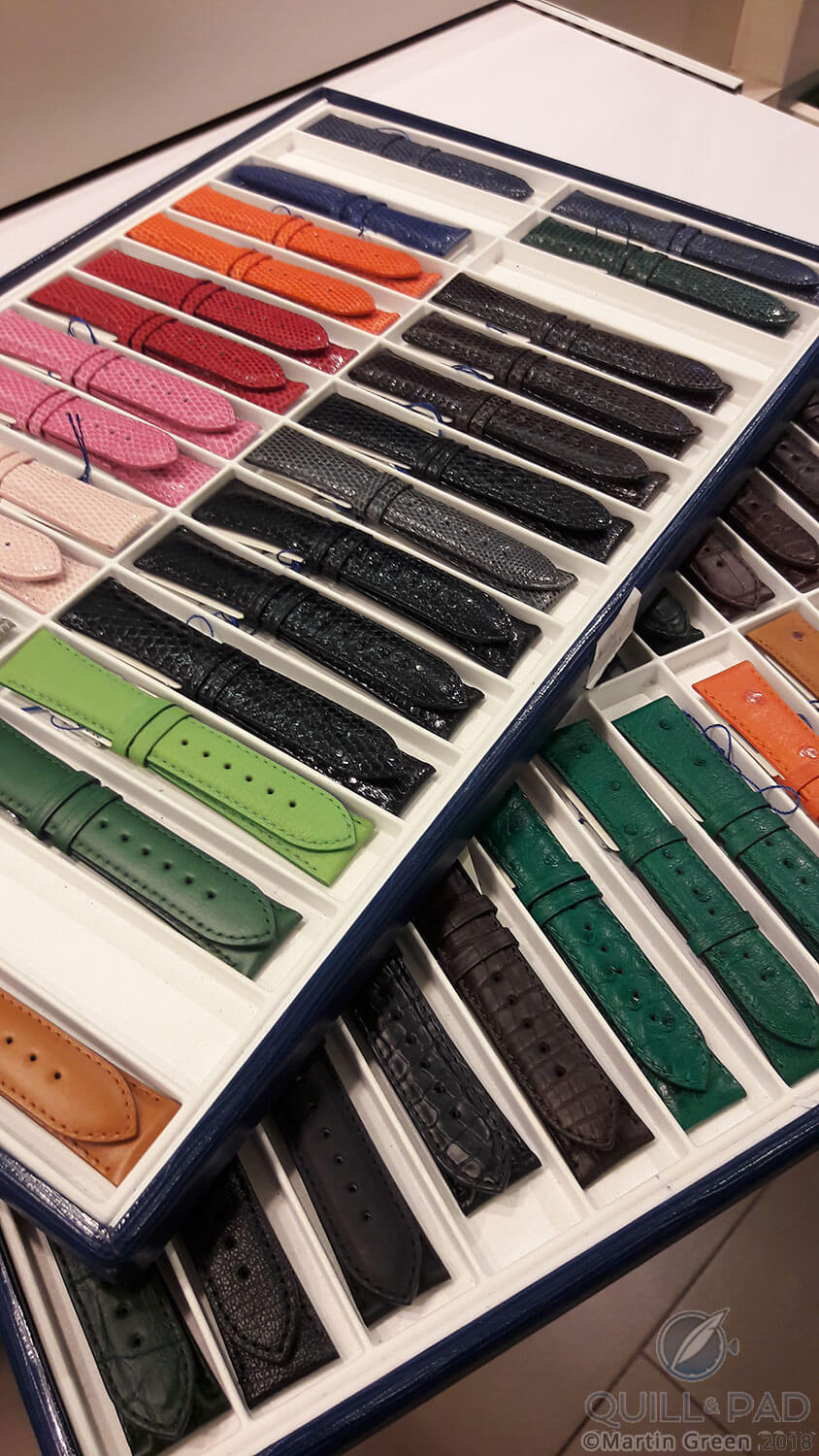 Colorful watch straps at Jean Rousseau, London