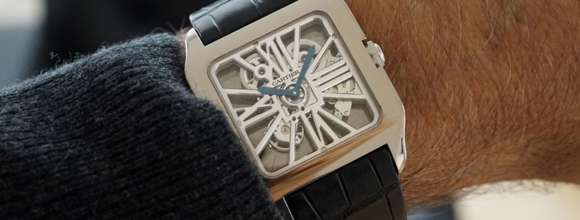 Cartier Santos-Dumont-Squelette on the wrist