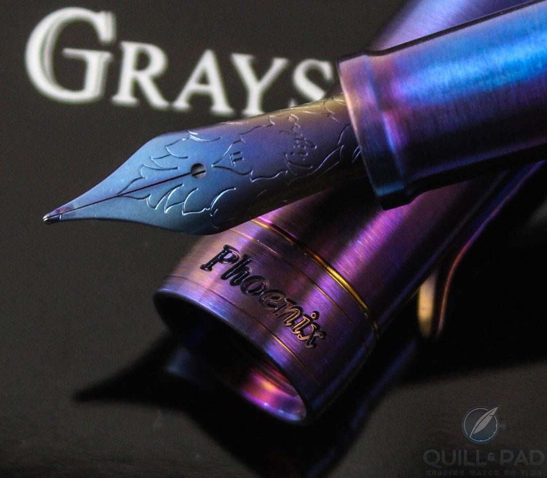 Nib of the Grayson Tighe Rainbow Fire fountain pen