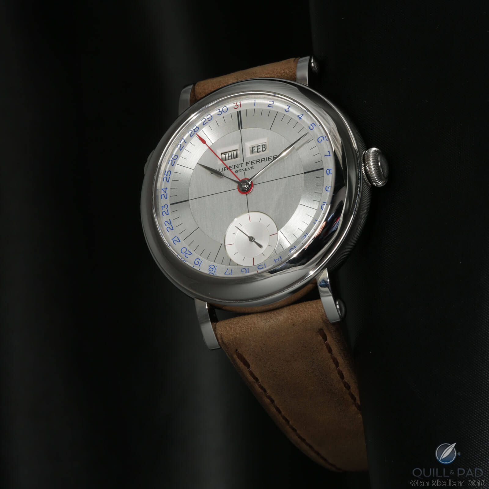 Laurent Ferrier Galet Annual Calendar Montre École silver toned