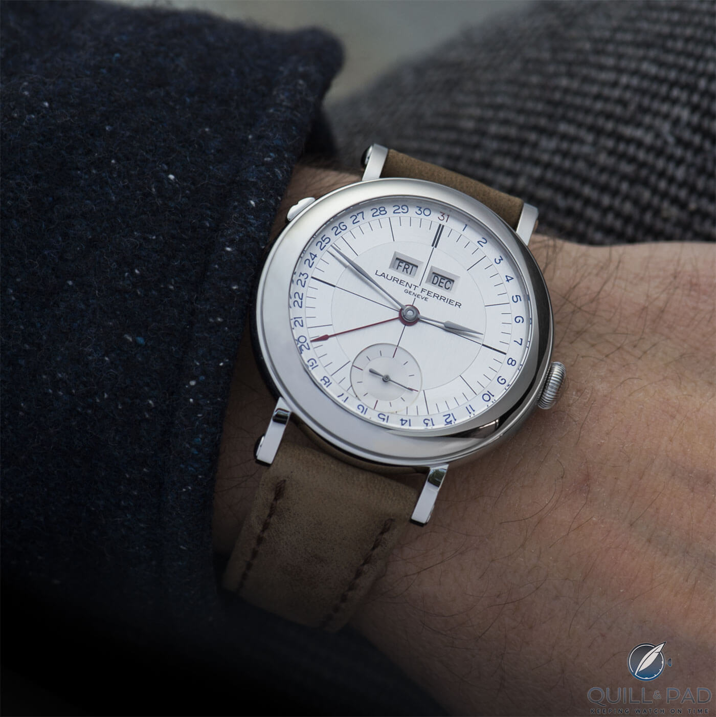 Laurent Ferrier Galet Annual Calendar Montre École on the wrist
