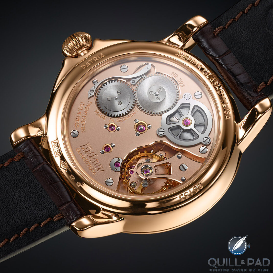 Caliber 618 visible through the display back of the Tutima Patria Power Reserve
