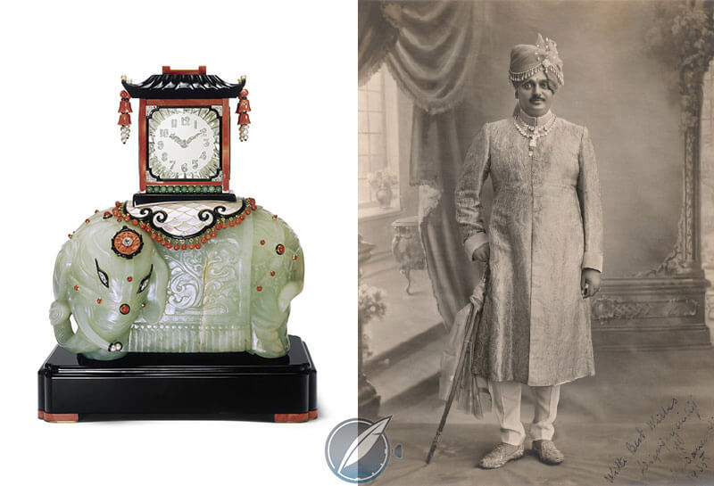 Cartier mystery clock on elephant base owned by the Maharaja of Nawanagar 