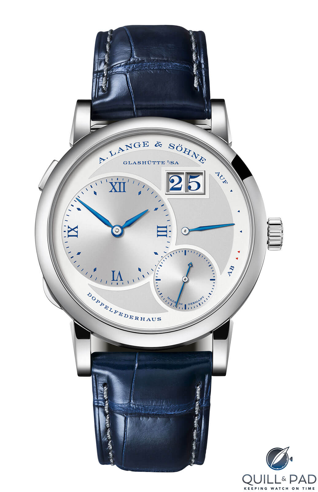 Close up look at the dial of the A. Lange & Söhne Lange 1 25th Anniversary Edition