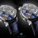 Spot the difference: follow the red hands, on the left the minute display of the Greubel Forsey Art Piece Edition Historique is closed with only the hour indicator visible at 10 o'clock; on the right the minute display is open and pointing to 10. The time is 10 minutes past 10 o'clock