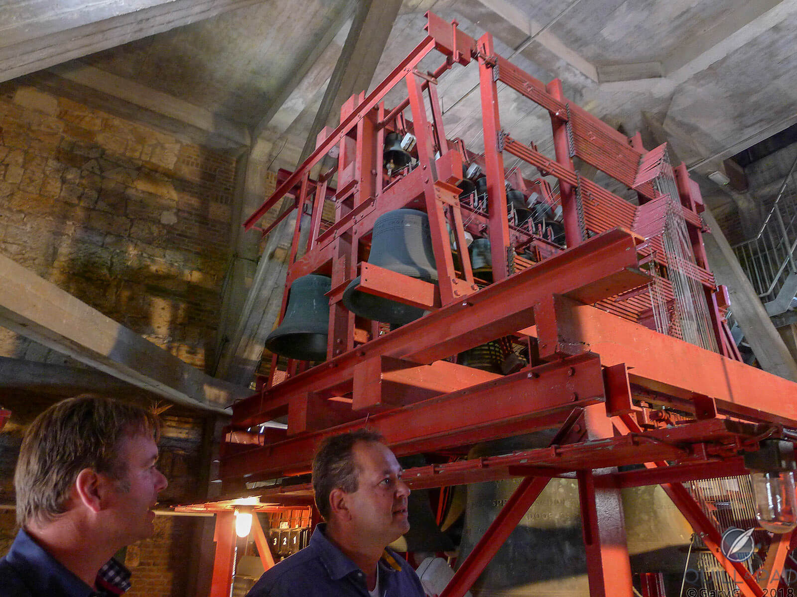 Bart (left) and Tim Grönefeld in the St. Plechelm bell tower, 2013
