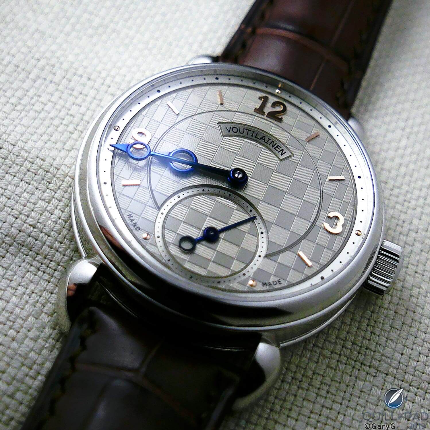 Voutilainen Vingt-8 with guilloche dial and 37.5mm case