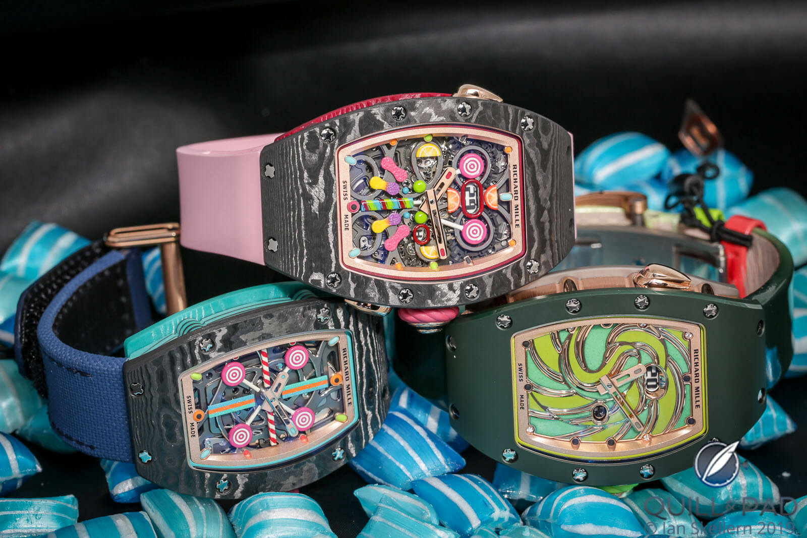 Richard Mille Bonbons 37-01 Cerise, Sucette RM 07-03 and Myrtille with Carbon TPT/Quartz TPT cases