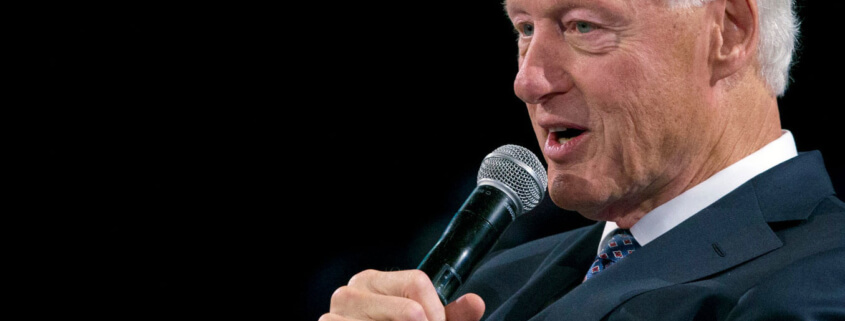 President Bill Clinton wearing a A. Lange & Söhne Richard Lange Pour Le Mérite at the 2018 Bloomberg Global Business Forum in New York