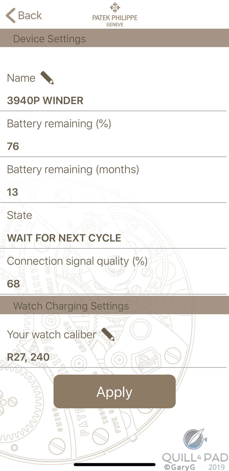 There’s an app for that: management software, Patek Philippe cylinder winder