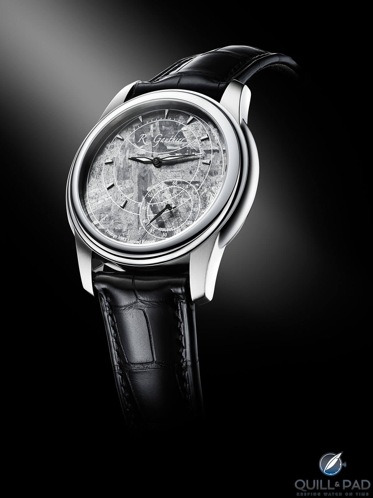 Romain Gauthier Prestige HMS in stainless steel with Henbury meteorite dial