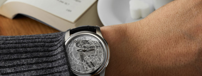 Romain Gauthier Prestige HMS in stainless steel with Henbury meteorite dial wristshot