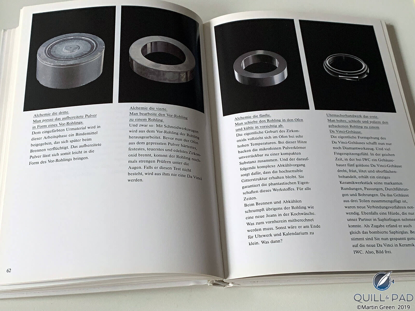 The 1989 IWC catalog featured an explanation on how ceramic watch cases were made