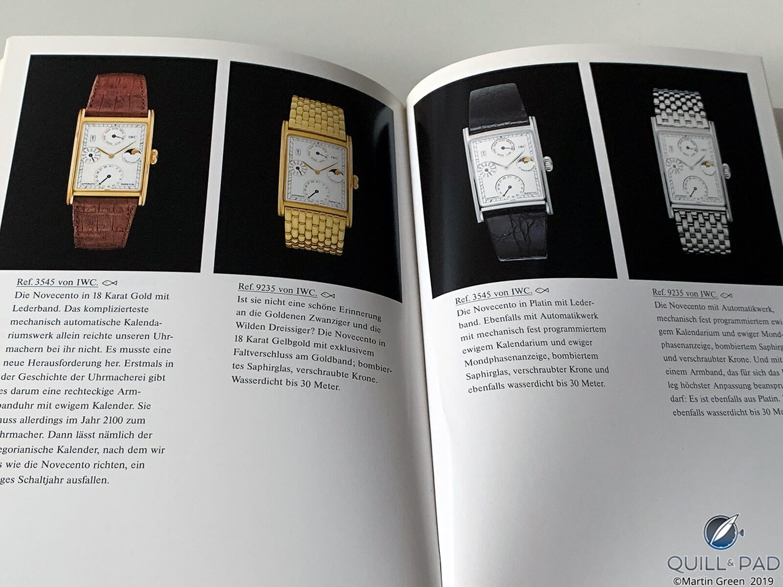 The Novecento collection in the 1989 IWC catalog