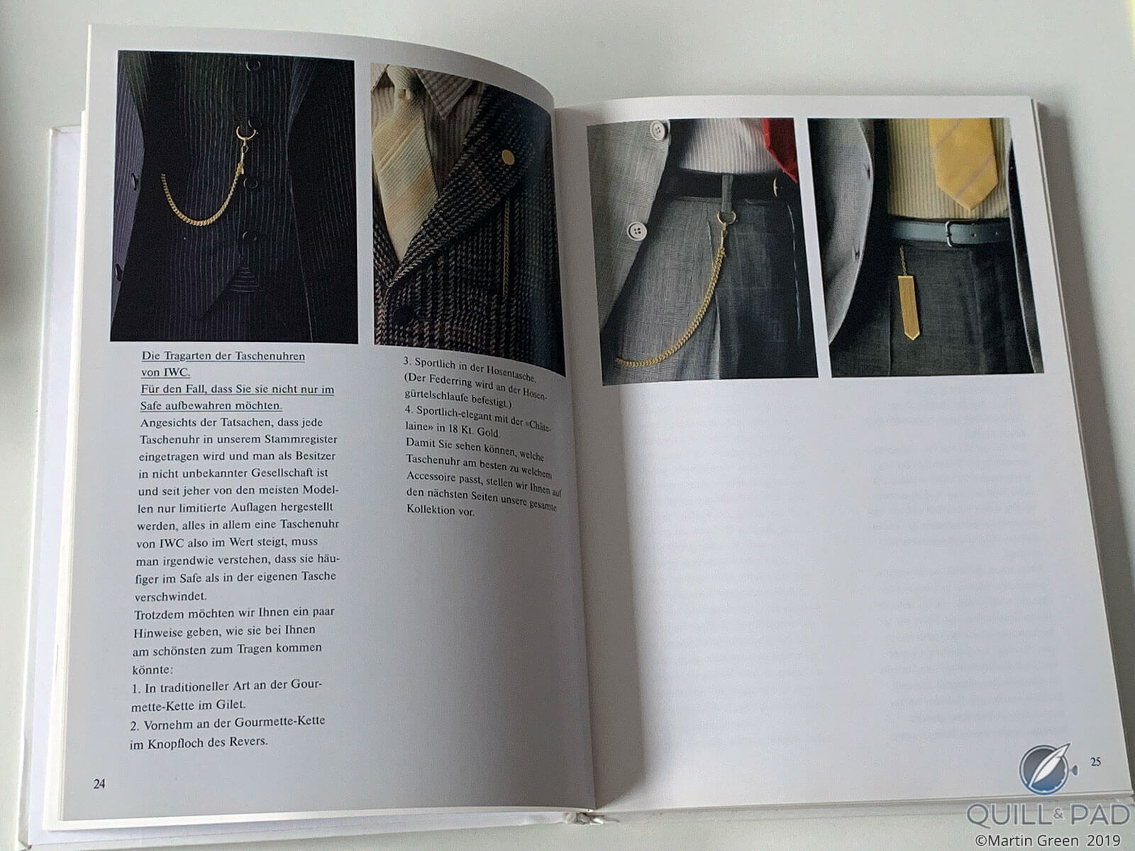 How to wear a pocket watch guide in the 1989 IWC catalog