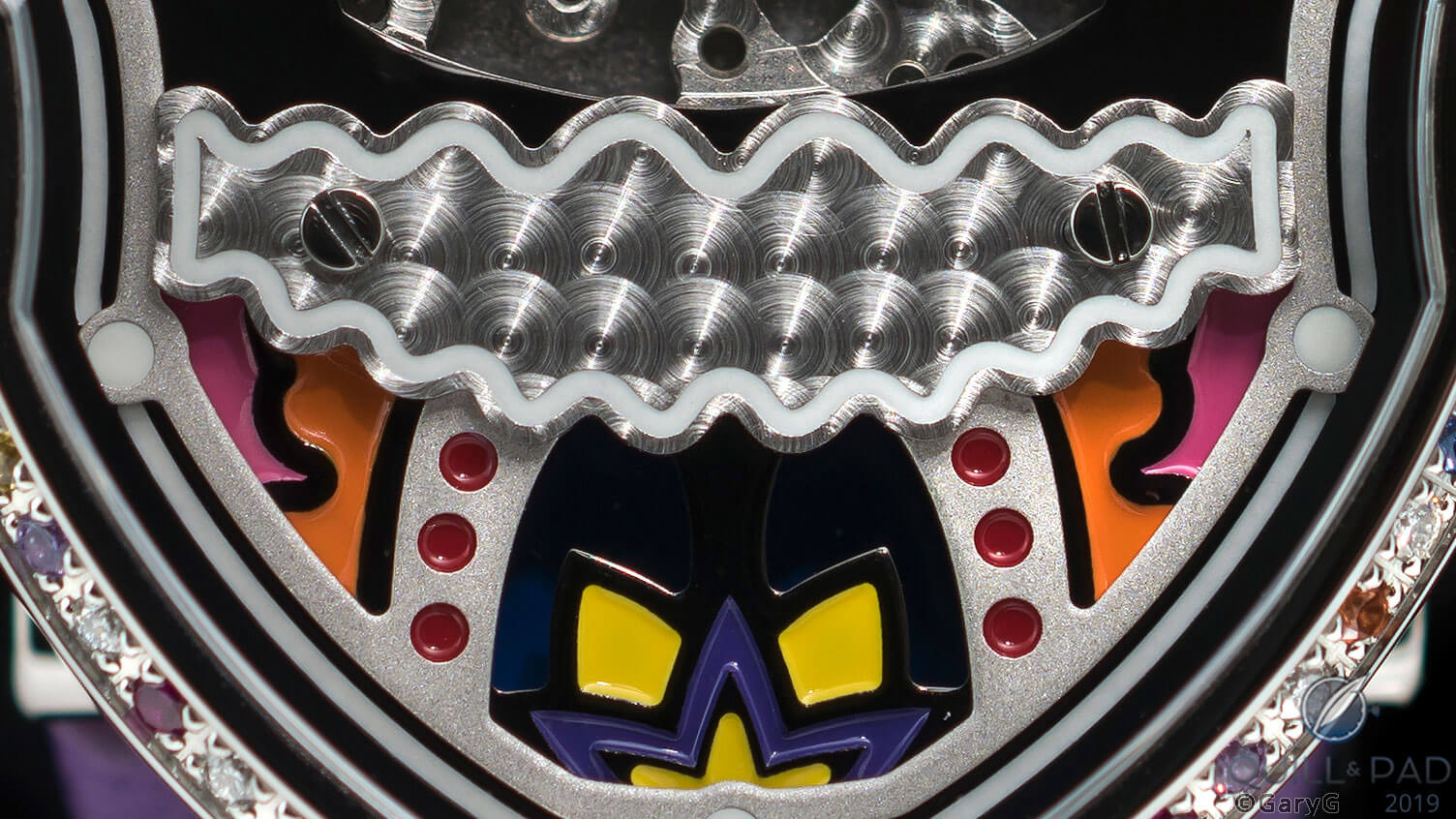 Multiple layers and fine features: dial detail, Petit Skull (Celebration) Eternity