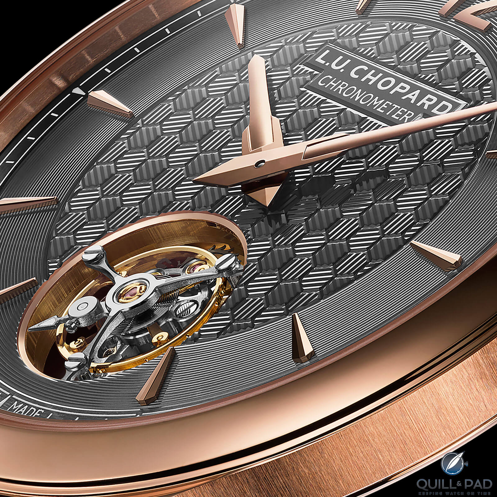 Dial details of the Chopard L.U.C Flying T Twin