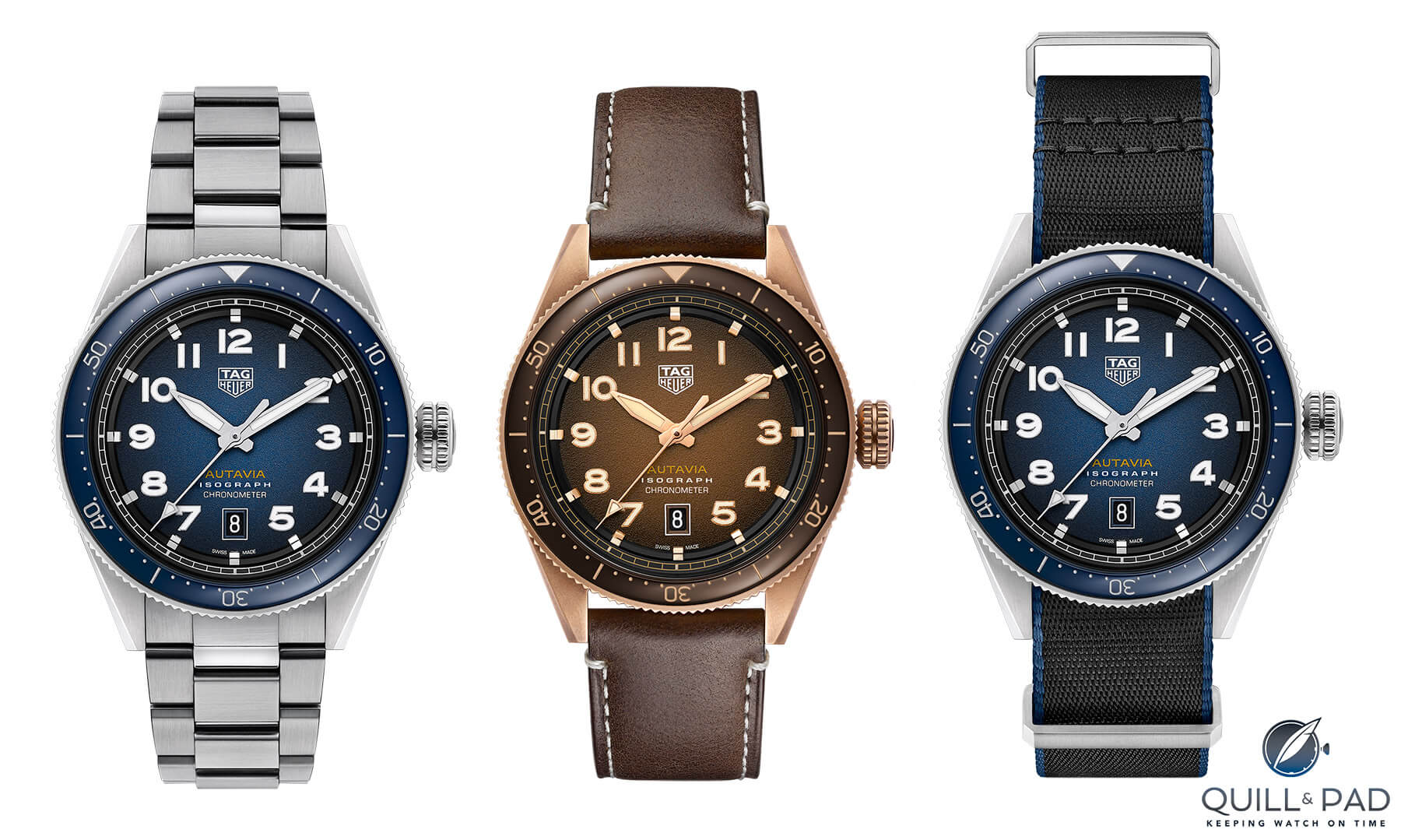 TAG Heuer Autavia Isograph on metal bracelet and leather and NATO straps