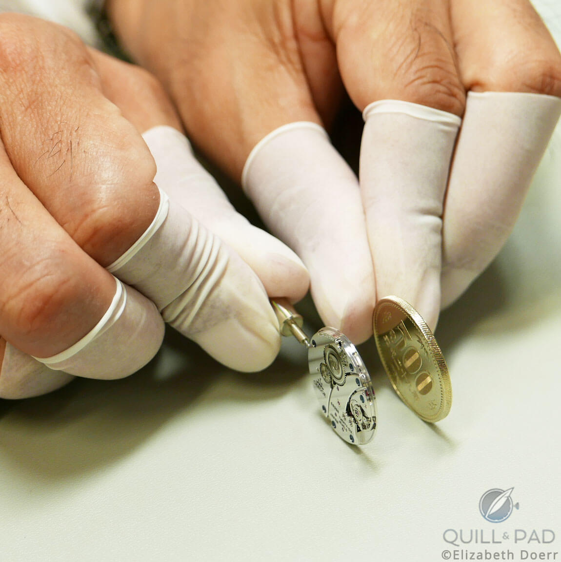 Katsuo Saito demonstrating Credor Caliber 68 at Seiko's Shizuku Ishi Watch Studio