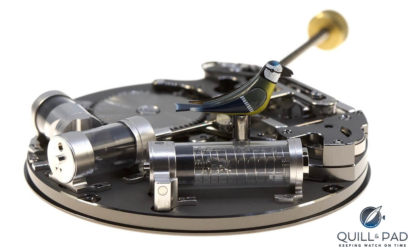 Movement and singing mechanism of the Jaquet Droz The Charming Bird